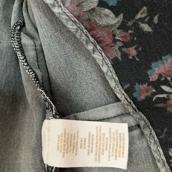 Free People Puffy Sleeves Floral Denim Jacket - Picture 10 of 10